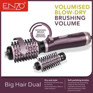 ENZO PROFESSIONAL Brosse chauffante Lissante Rotative 2IN1 En Brushing Volume Céramique